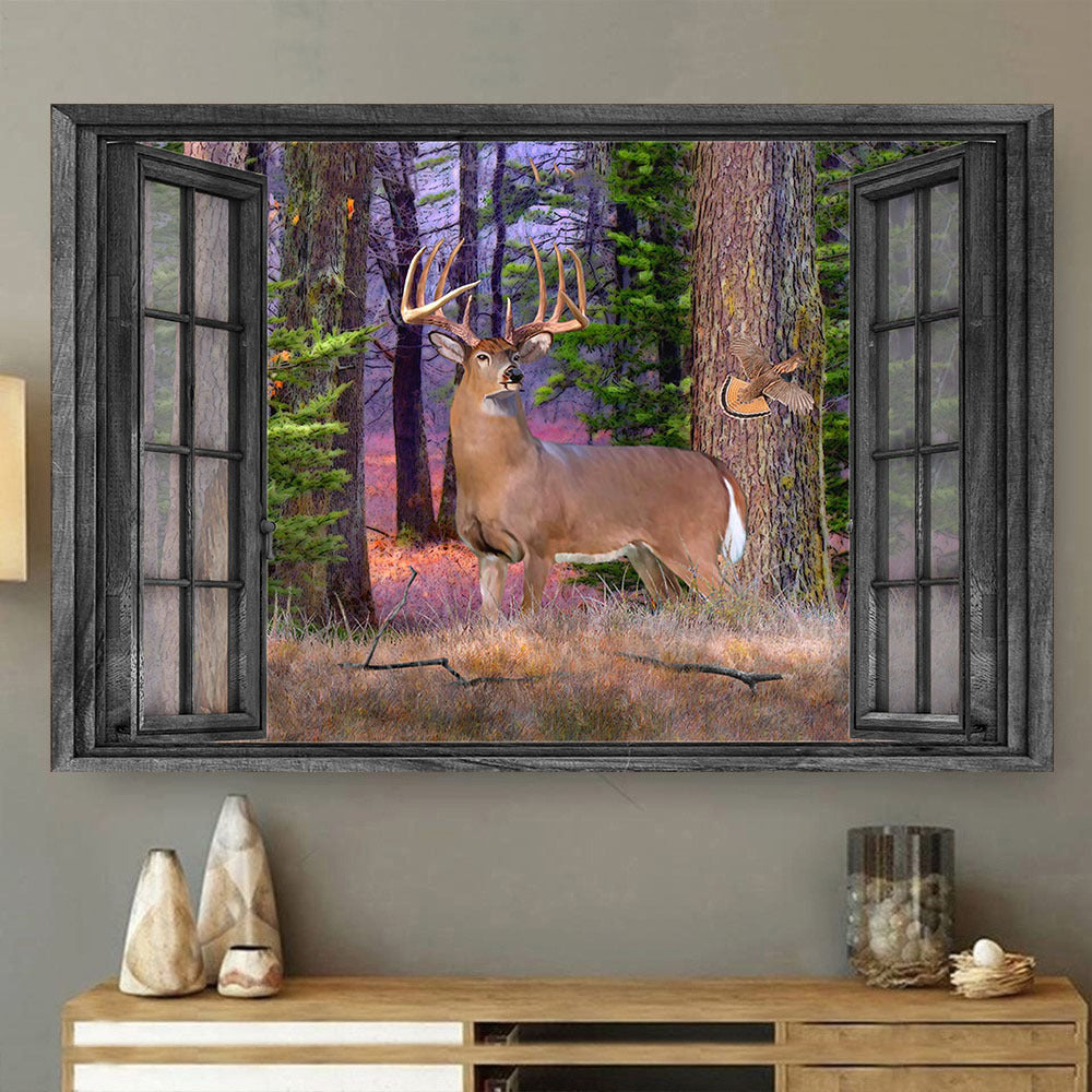 Whitetail Deer 3D Wall Art Painting Art Home Decor Pine Forest Hunting Lover Da0387-Tnt