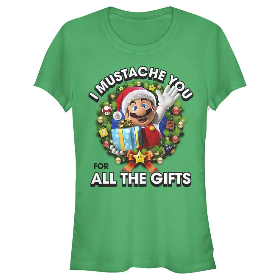 Nintendo Junior’s Christmas Super Mario Mustache  T Shirt