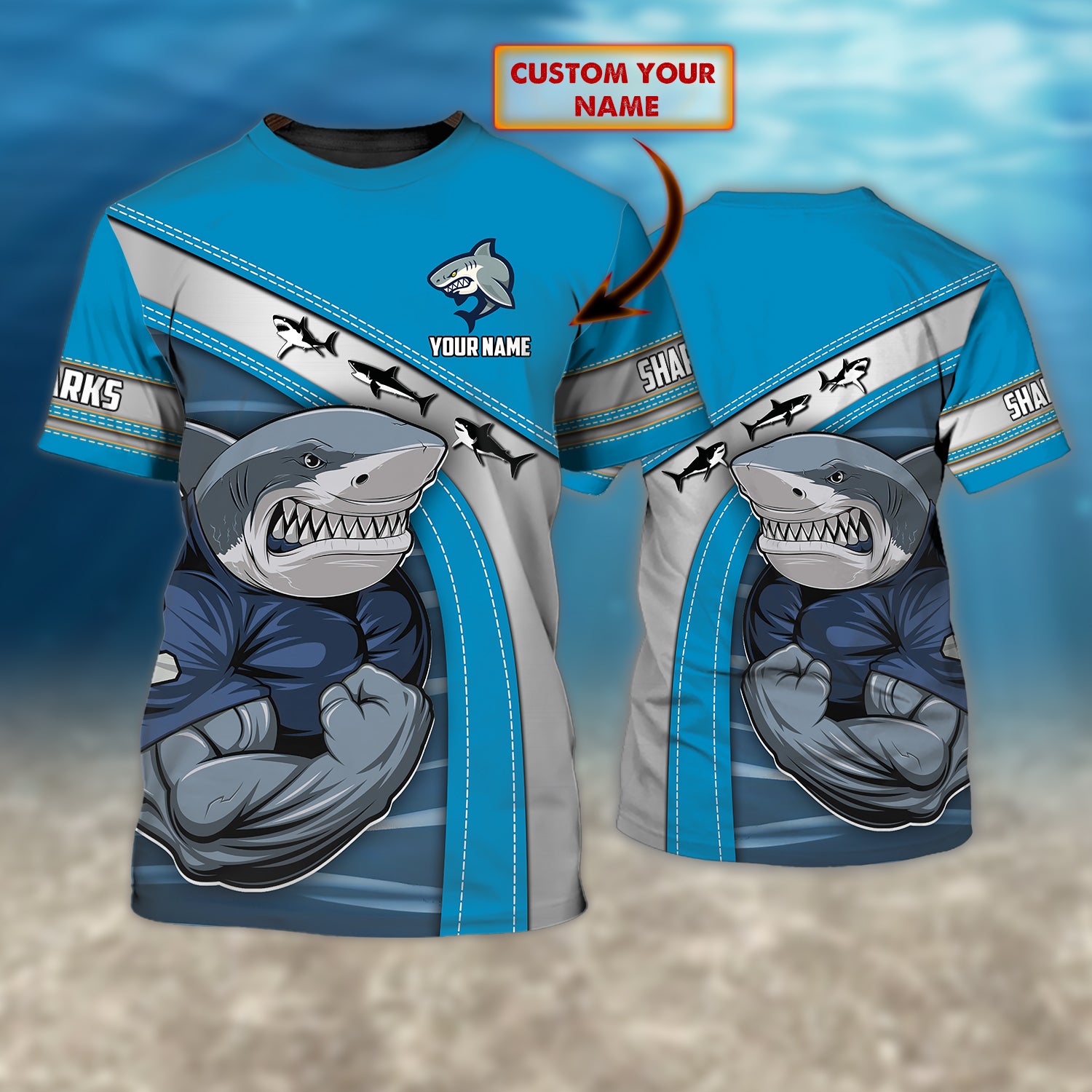 Cronulla-Sutherland Sharks – Personalized Name 3D Tshirt 8686 – Atm2K