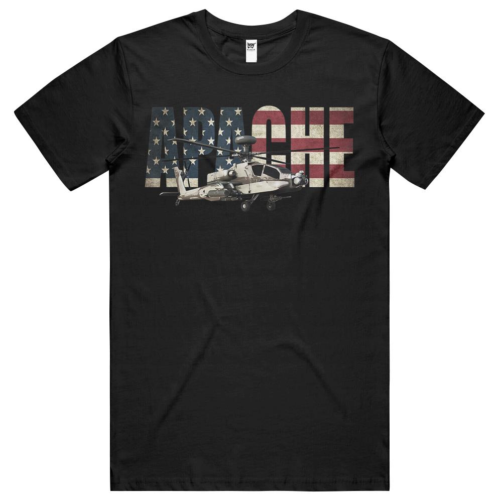 Ah-64 Ah64 Apache Helicopter Us American Flag T Shirts