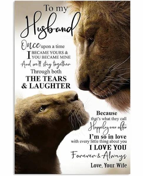 To My Husband I Love You Forever And Always Lion Portrait Poster & Canvas Gift For Husband From Wife Home Decor Wall Art Visual Art