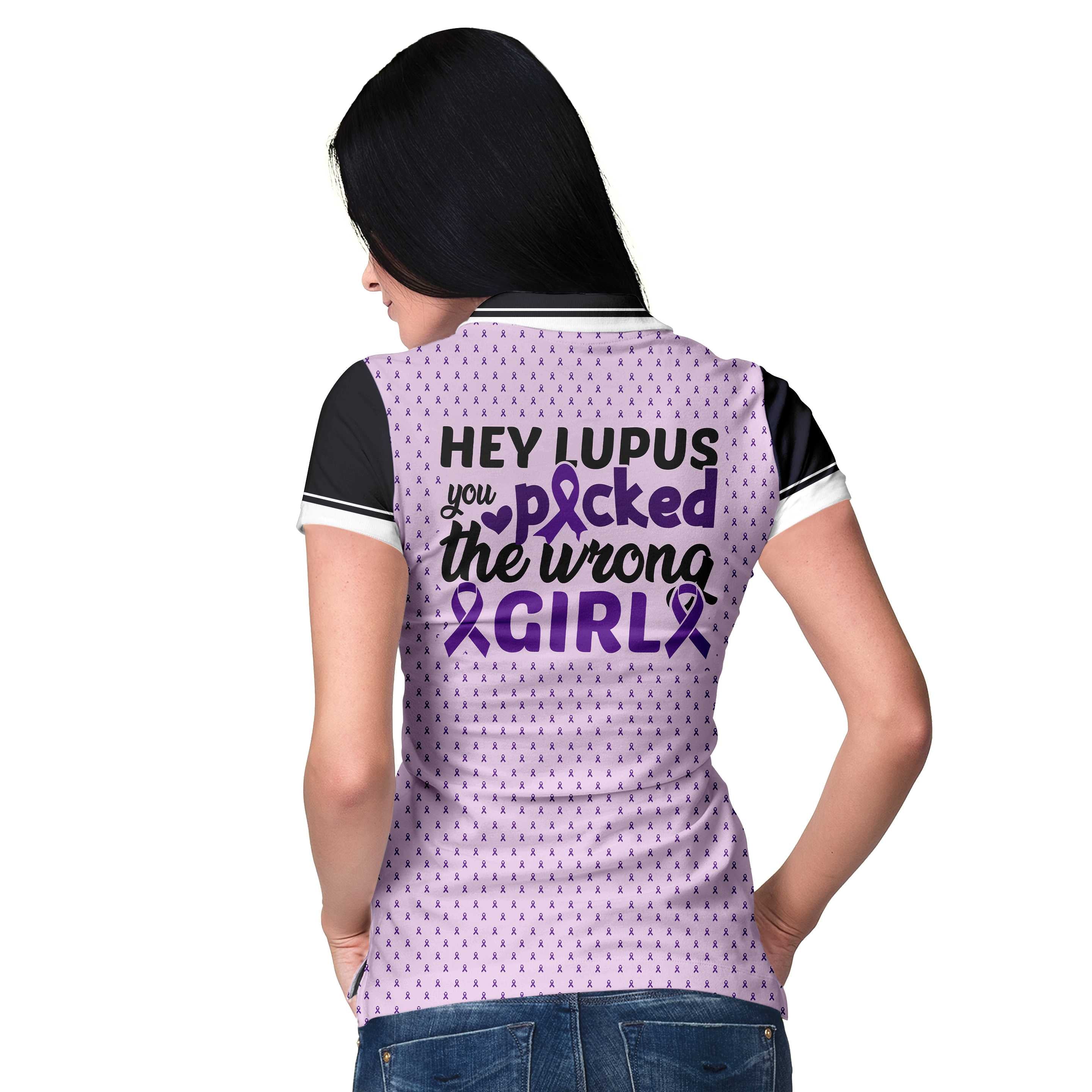 You Picked The Wrong Girl Lupus Awareness Short Sleeve Women Polo Shirt, Purple Lupus Awareness Month Shirt Coolspod