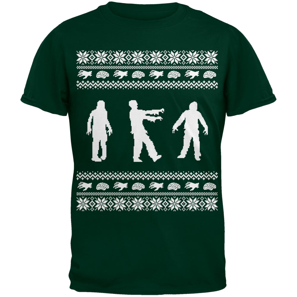 Zombie Ugly Christmas Sweater Green Adult T-Shirt