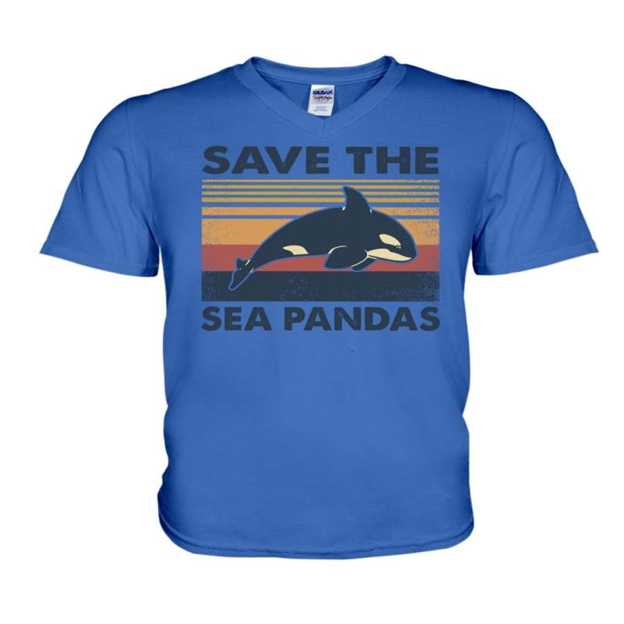 Save The Sea Pandas Unique Custom Design For Animal Lovers Guys V-Neck