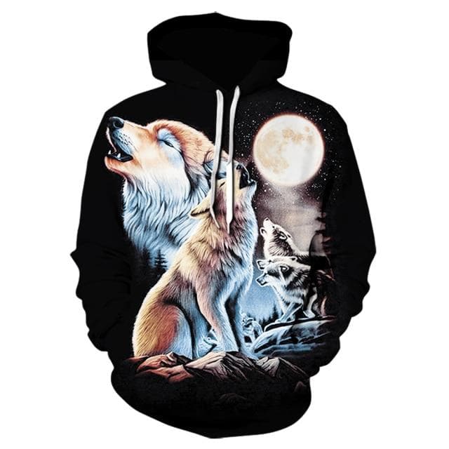 3D Wolf Printed Hoodies Men Ice Wolf Animal Print Hooded Sweathsirts Casual Unisex Pullover Tracksuits Fashion Harajuku Jackets