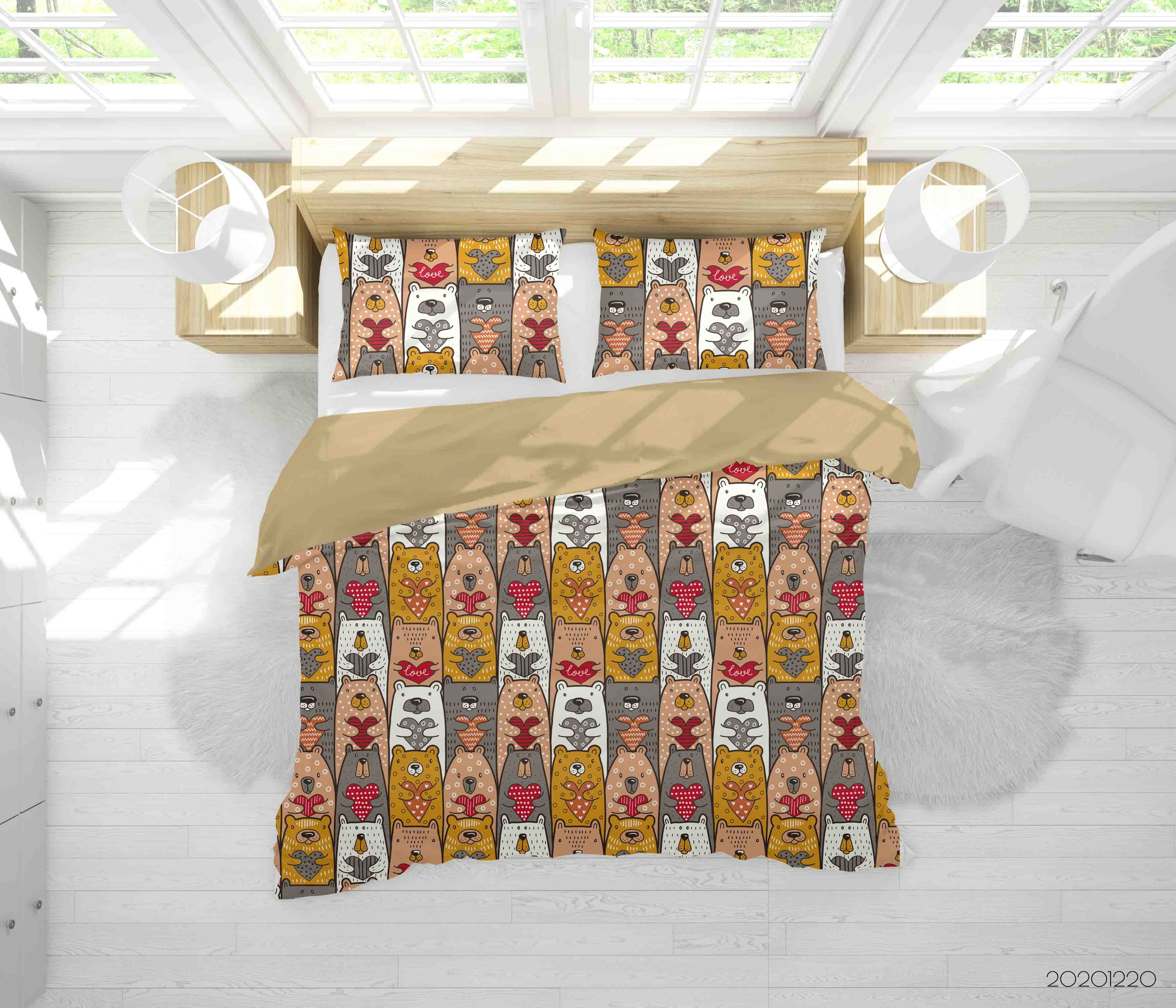 3D Hand Drawn Animal Bear Quilt Cover Set Bedding Set Duvet Cover Pillowcases 29