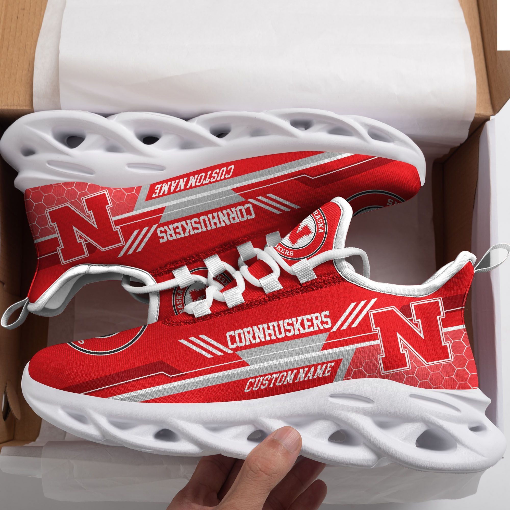 Nebraska Cornhuskers Custom Personalized Max Soul Sneakers Running Sports Shoes For Men Women Football Fan Football Fan University Of Nebraska?Lincoln