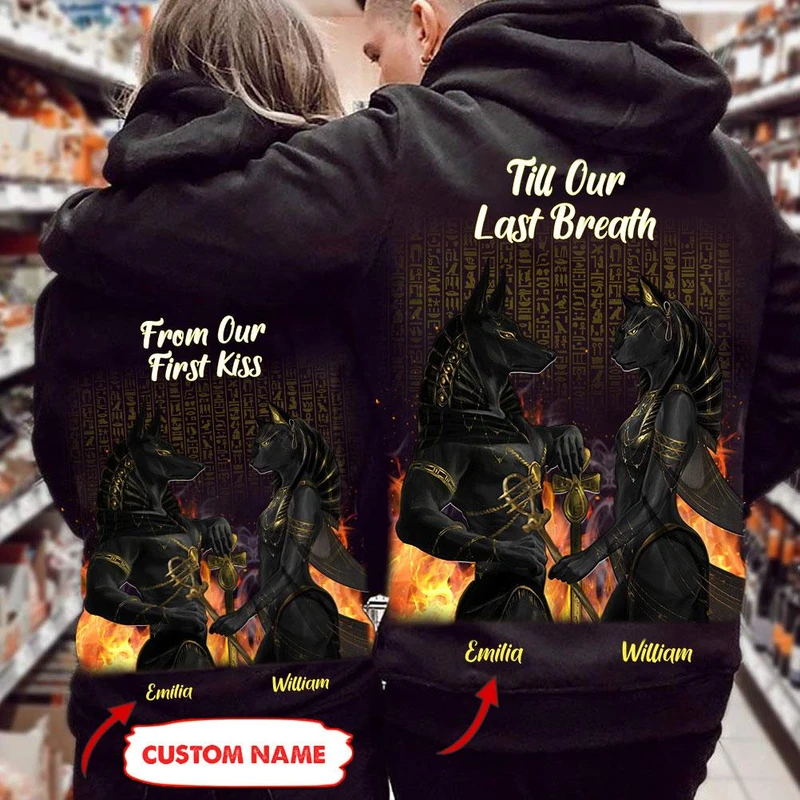 Personalized From Our First Kiss Till Our Last Breath Hoodie, Custom Pharaon Couple Hoodie, Couple Hoodie, Unisex Sweater, Sweatshirt