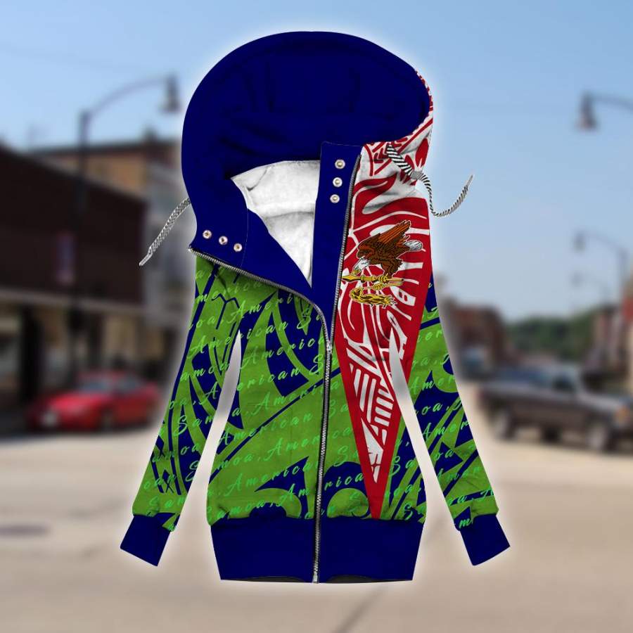 American Samoa fleece sleeve zipper hoodie outerwear 1
