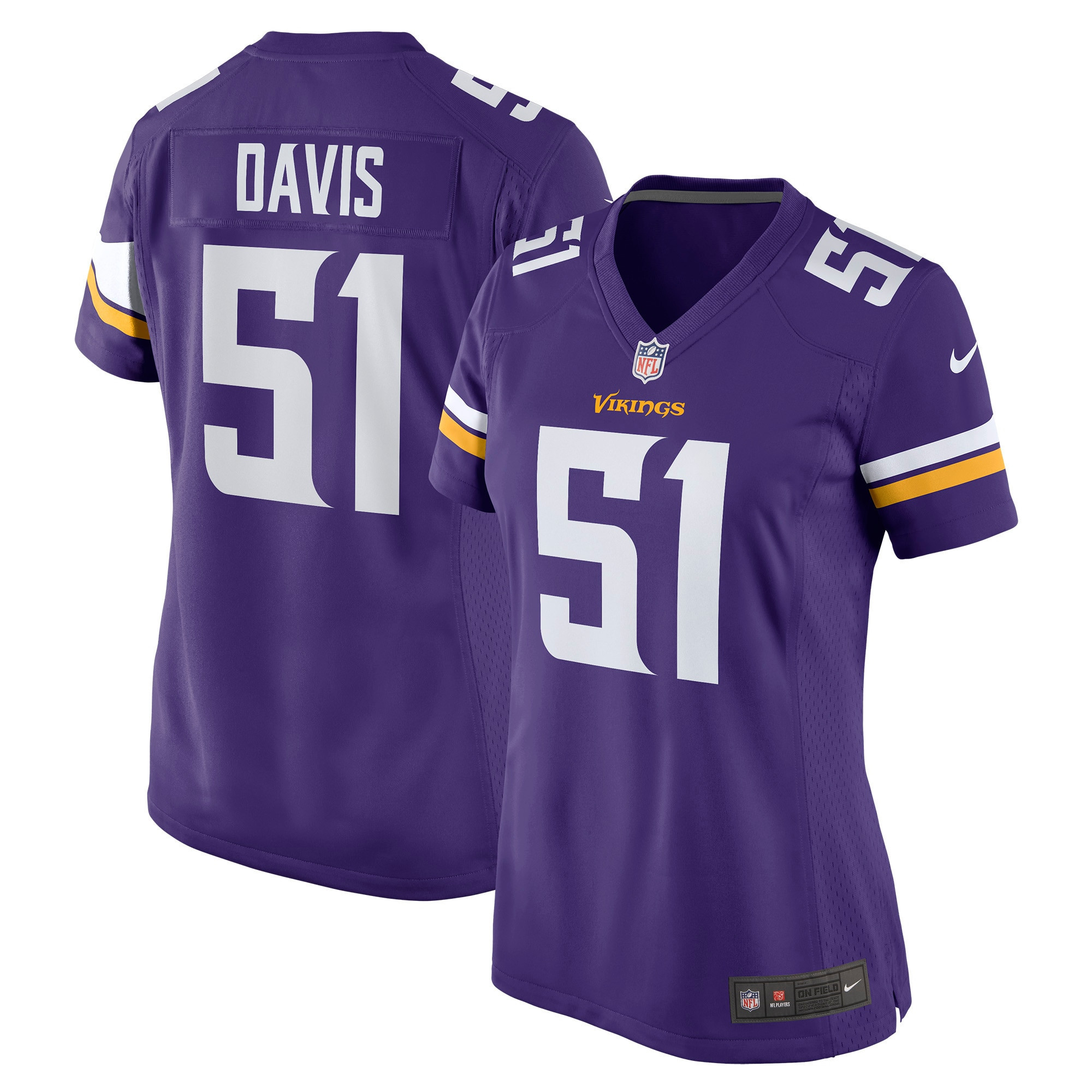 Wyatt Davis Minnesota Vikings Womens Game Jersey – Purple NFL