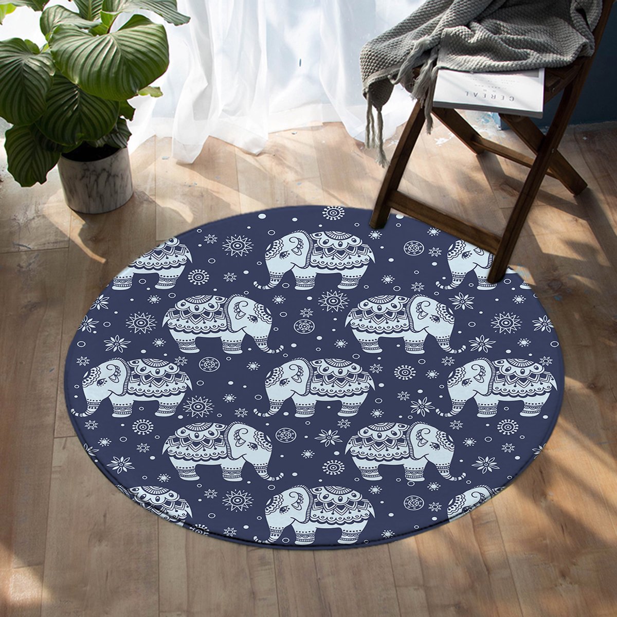 Elephant Patterns SW0297 Round Rug