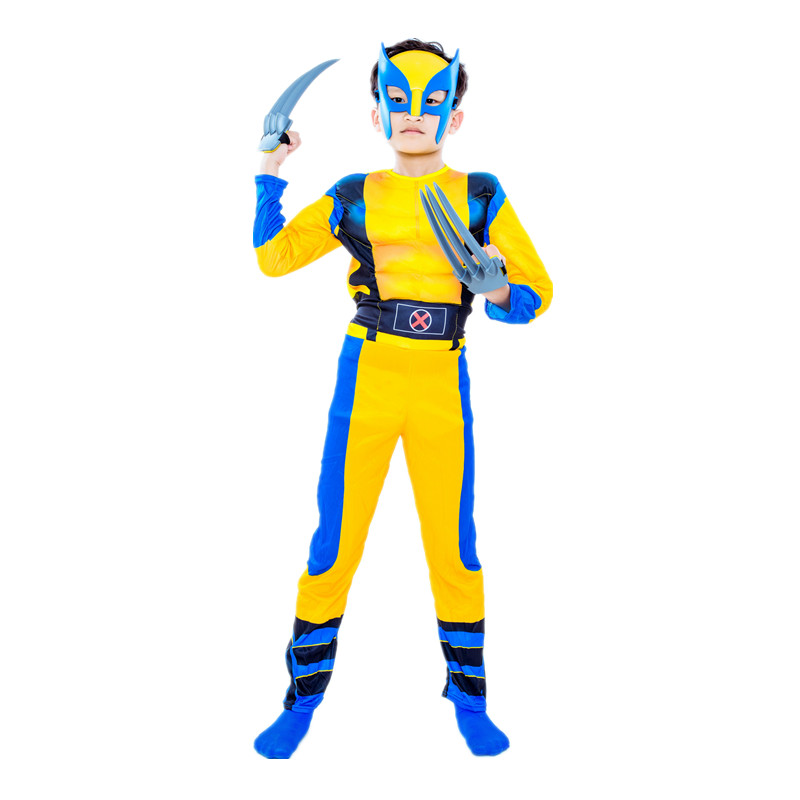 Boy Wolverine Cosplay Costume Movie X-Men Jumpsuit Kids Avengers Superhero Fantasy Wolf Paw/Mask Props alx