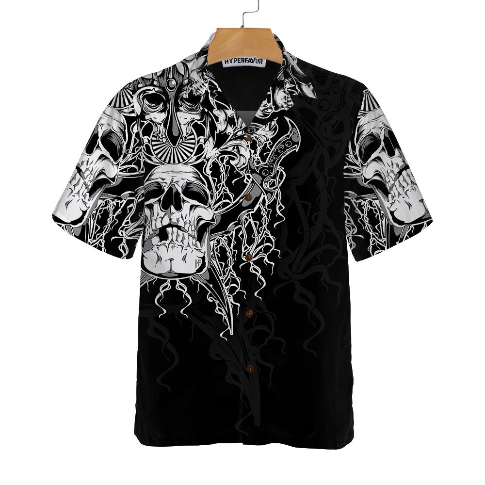 The Celtic Warrior Viking Hawaii Black And White Skull Shirt Ha15105