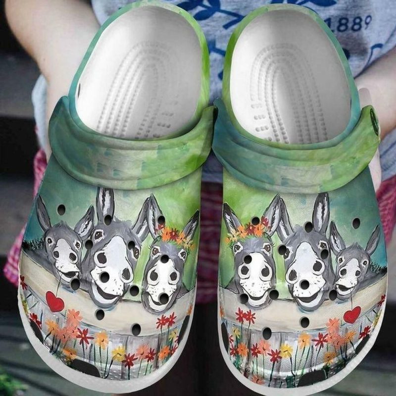 Funny Donkey Flower Personalized 102 Gift For Lover Rubber clog Shoes Comfy Footwear