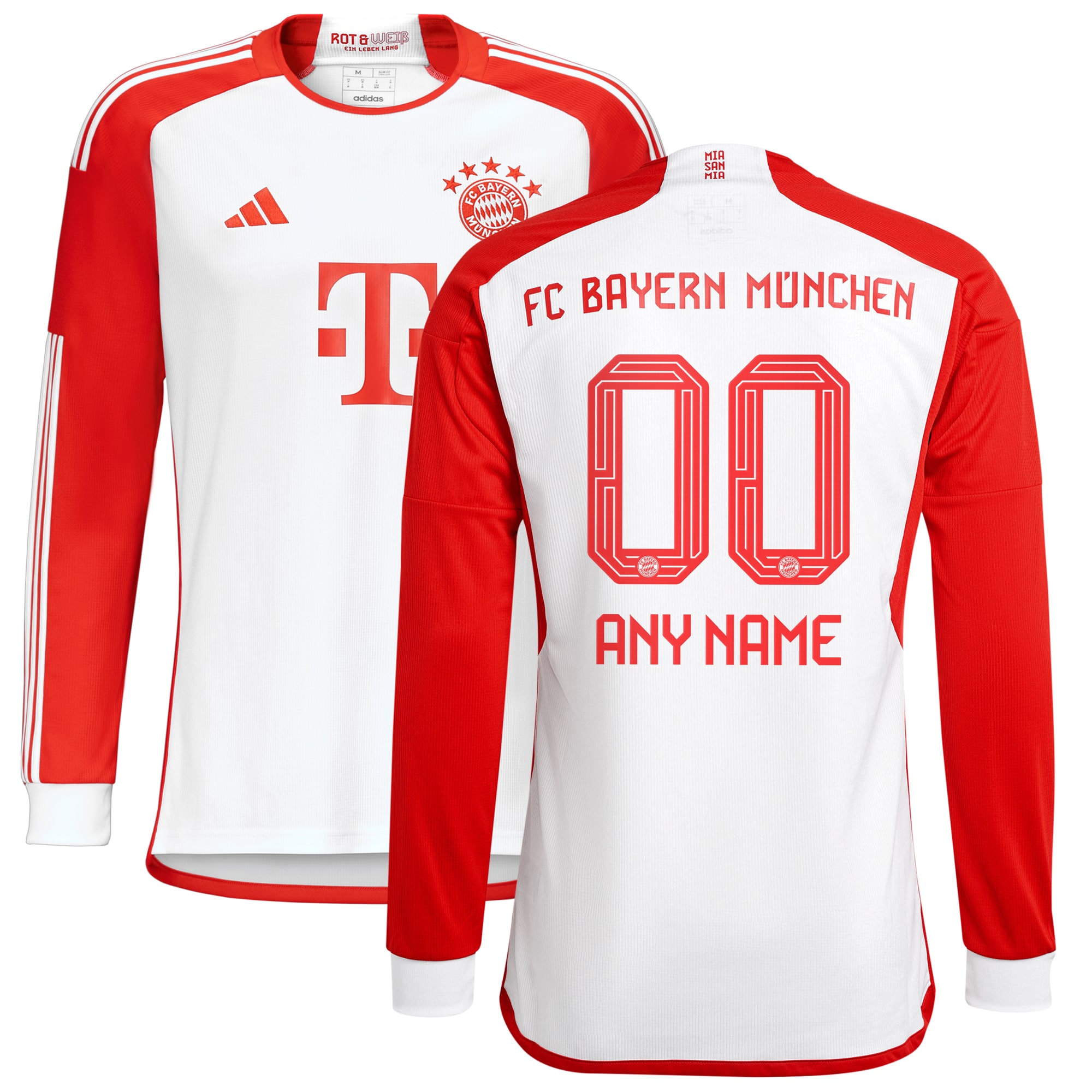 Bayern Munich 2023/24 Home Replica Custom Long Sleeve Jersey – White