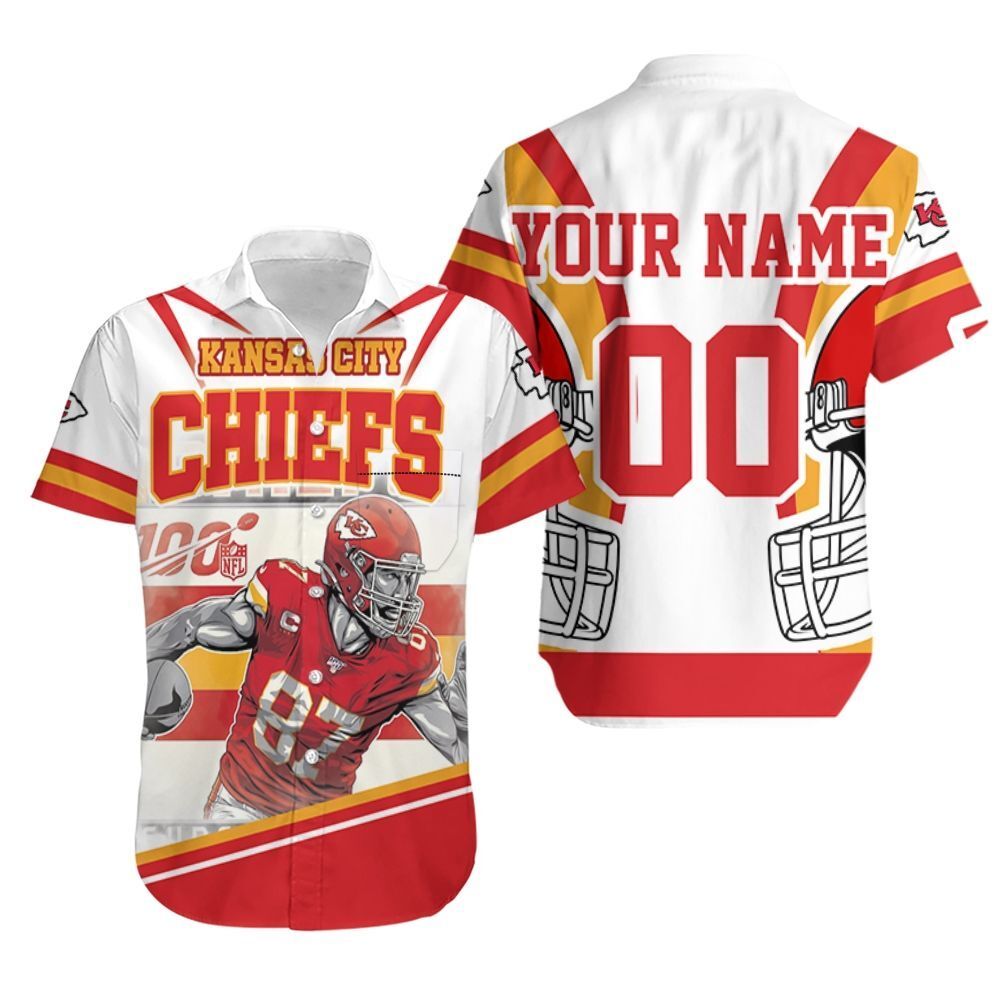 Travis Kelce 87 Kansas City Chiefs Afc West Champions Super Bowl 2021 Personalized Hawaiian Shirt