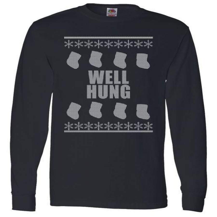 Well Hung Funny Ugly Christmas Long Sleeve Shirt