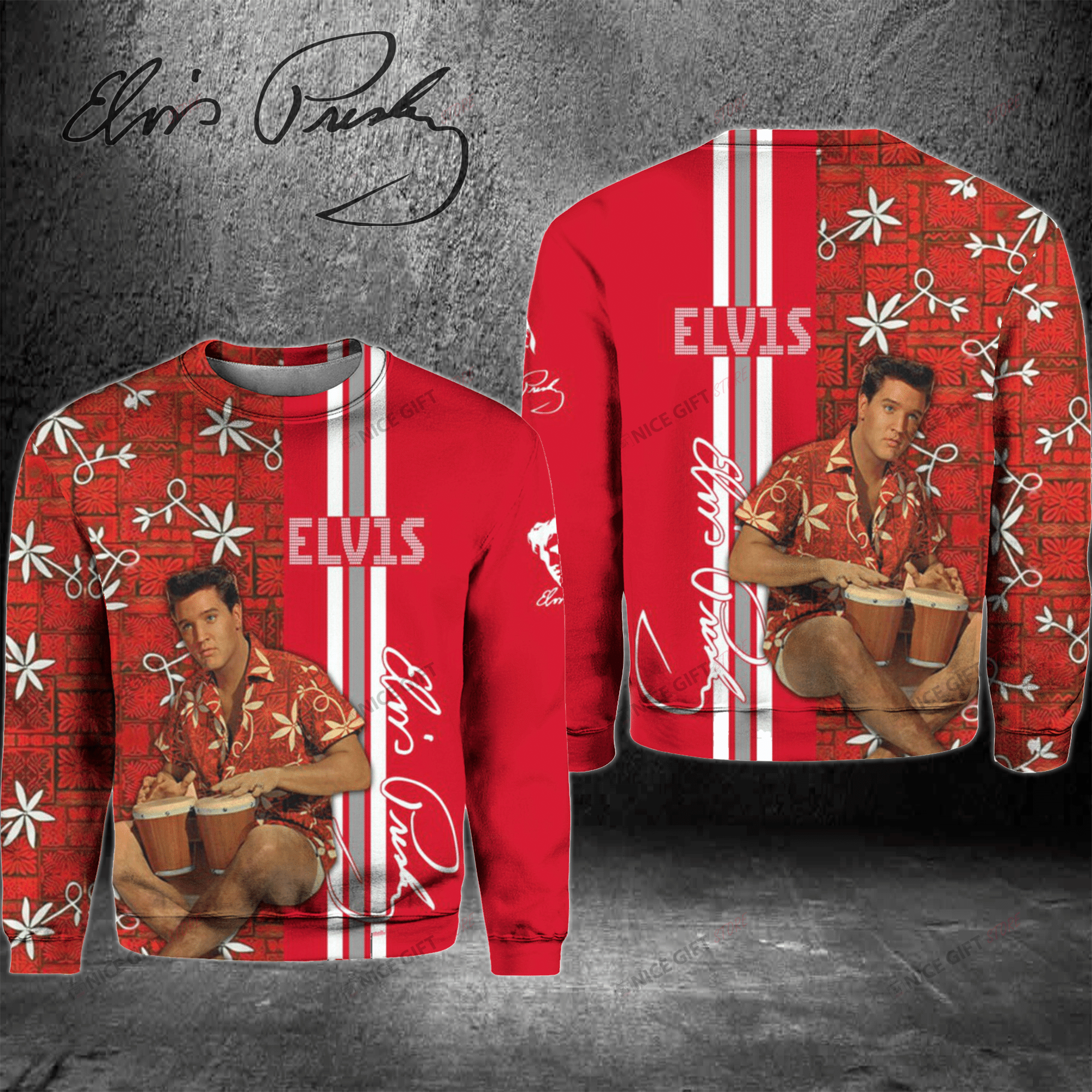 Elvis Presley Crewneck Sweatshirt 3Cs-G6I7