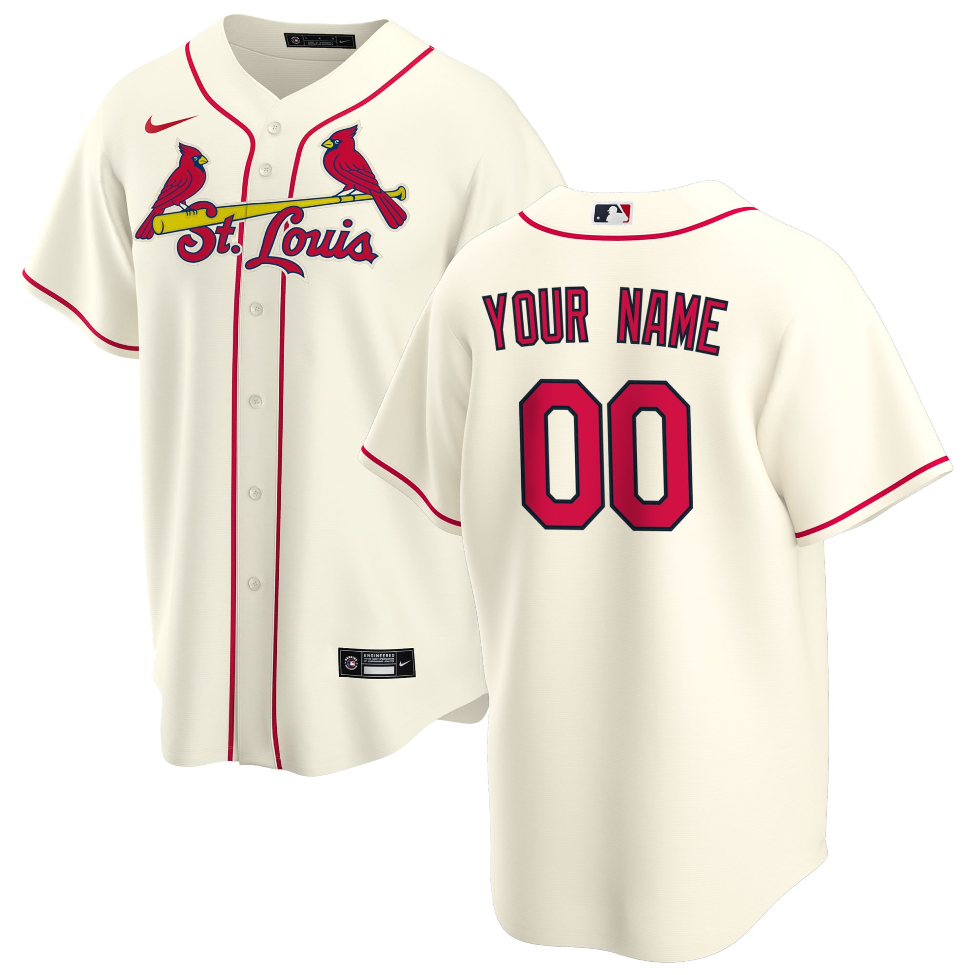 Men’s St. Louis Cardinals Cream Alternate Custom Jersey