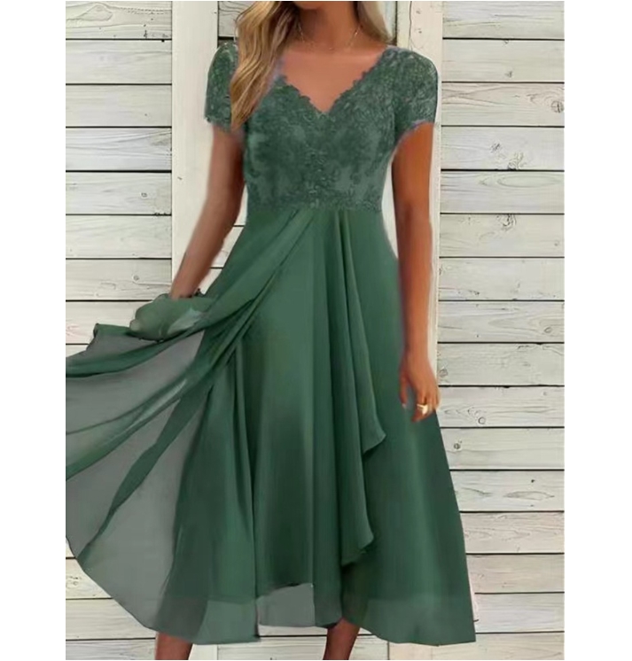 Boho O Neck Gold Shiny Party Dress Women Spring Patchwork Ruffles Chiffon Irregular Dress Summer Short Sleeve Long Beach Dresses alx