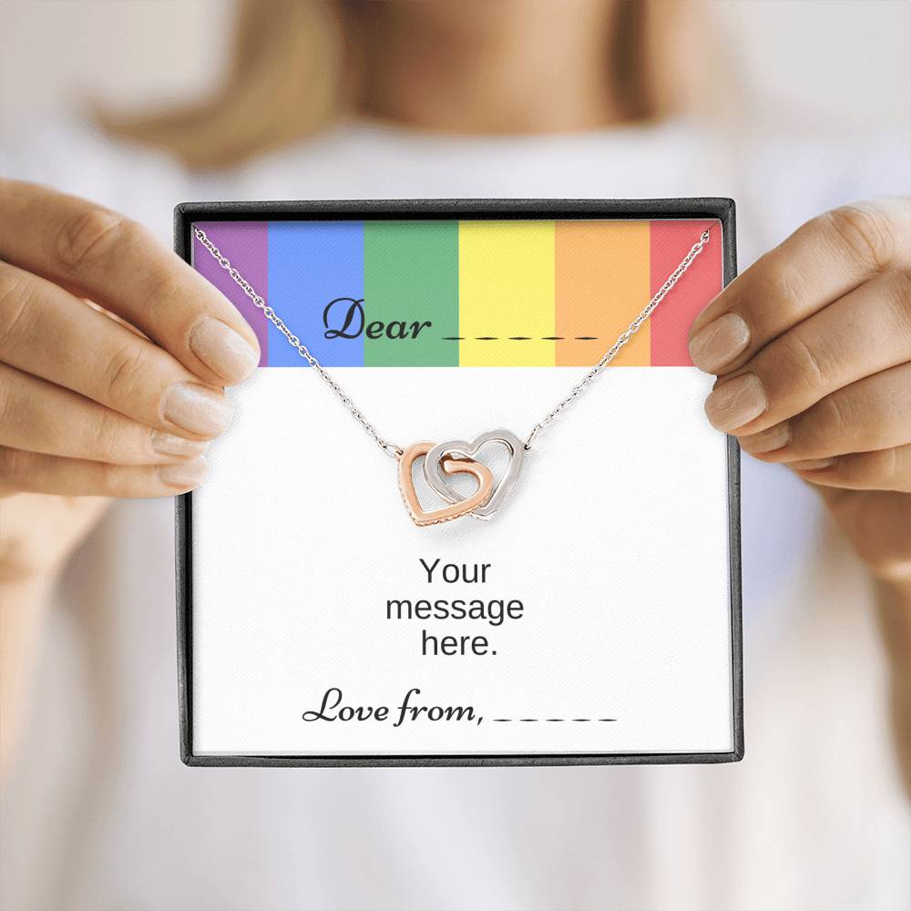 Your Message Here Necklace Gift. Gay, Lesbian Couple. Pride Flag. Wife, Girlfriend, Fiance.