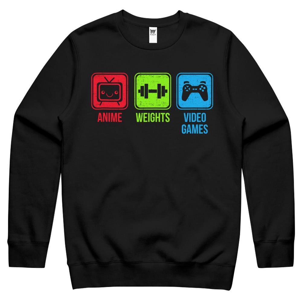 Anime, Weights, Video Games – Otaku Workout Crewneck Sweatshirt