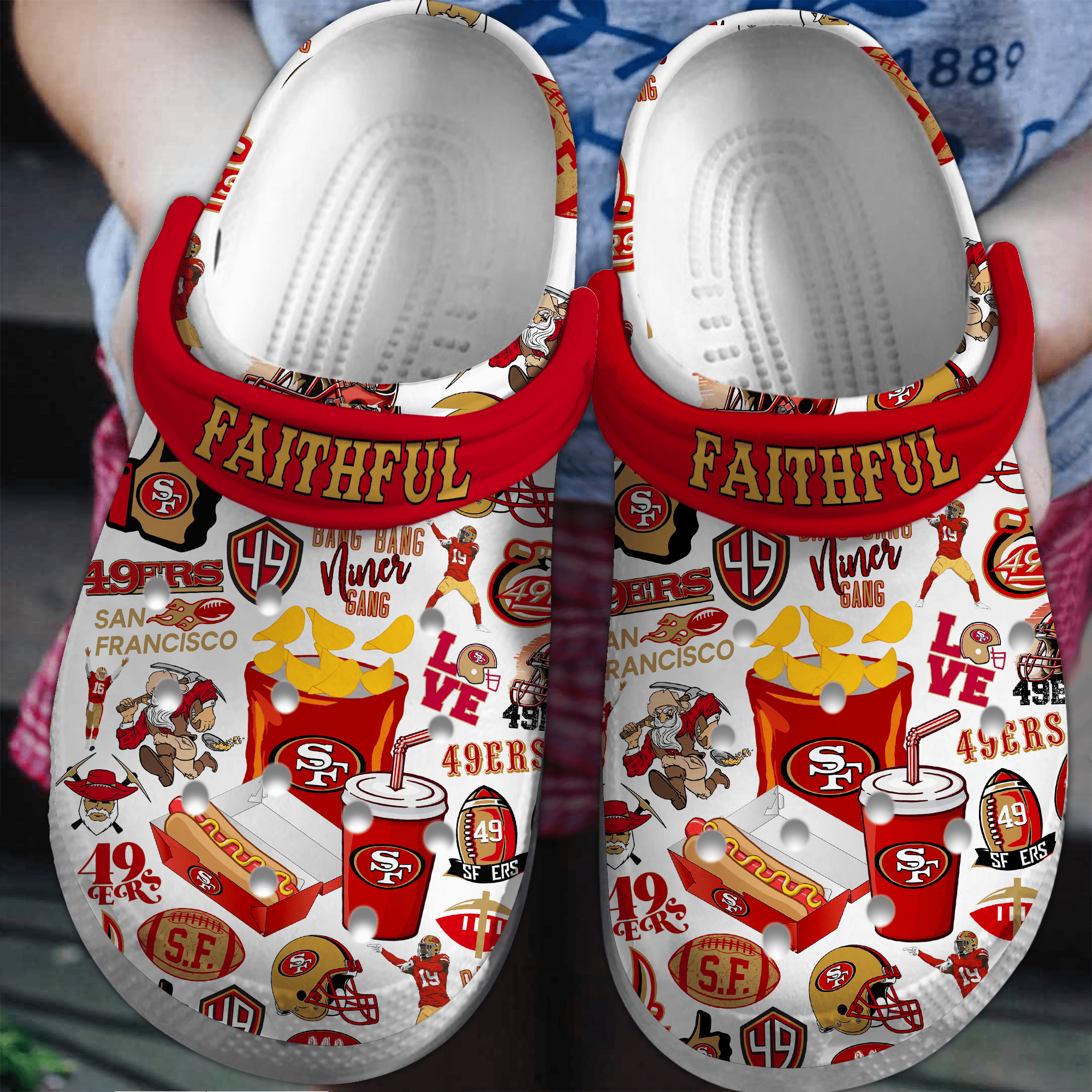 San Francisco 49ers NFL Sport Crocs Crocband Clogs Shoes Comfortable For Men Women and Kids