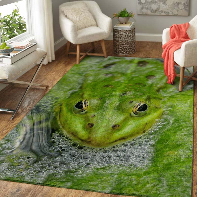 Green frog in pond – Animals Area Rug Carpet