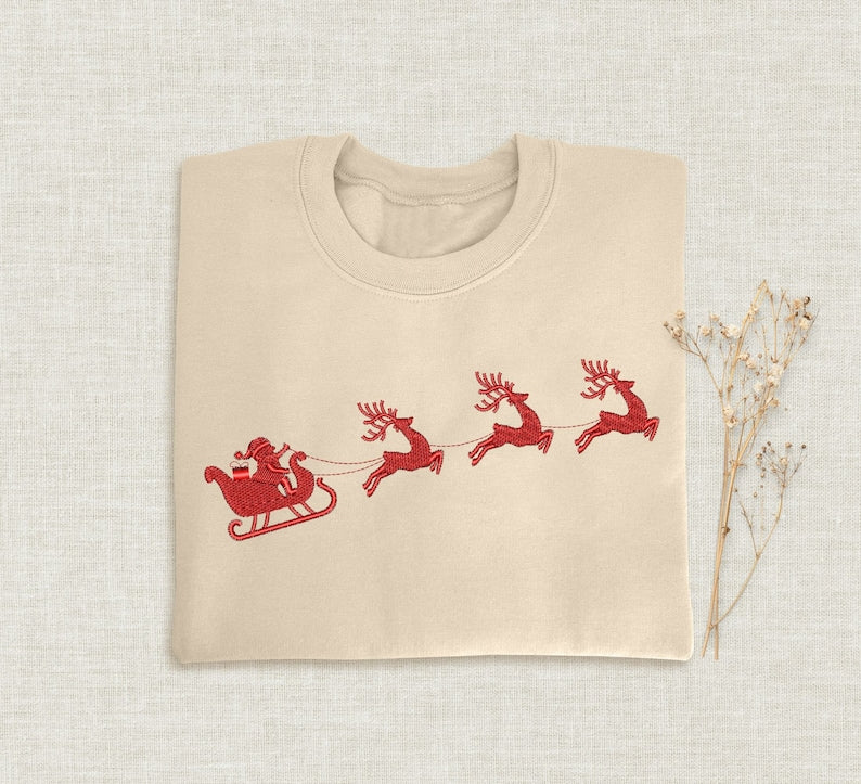 Christmas Reindeer Embroidered Halloween Sweatshirt