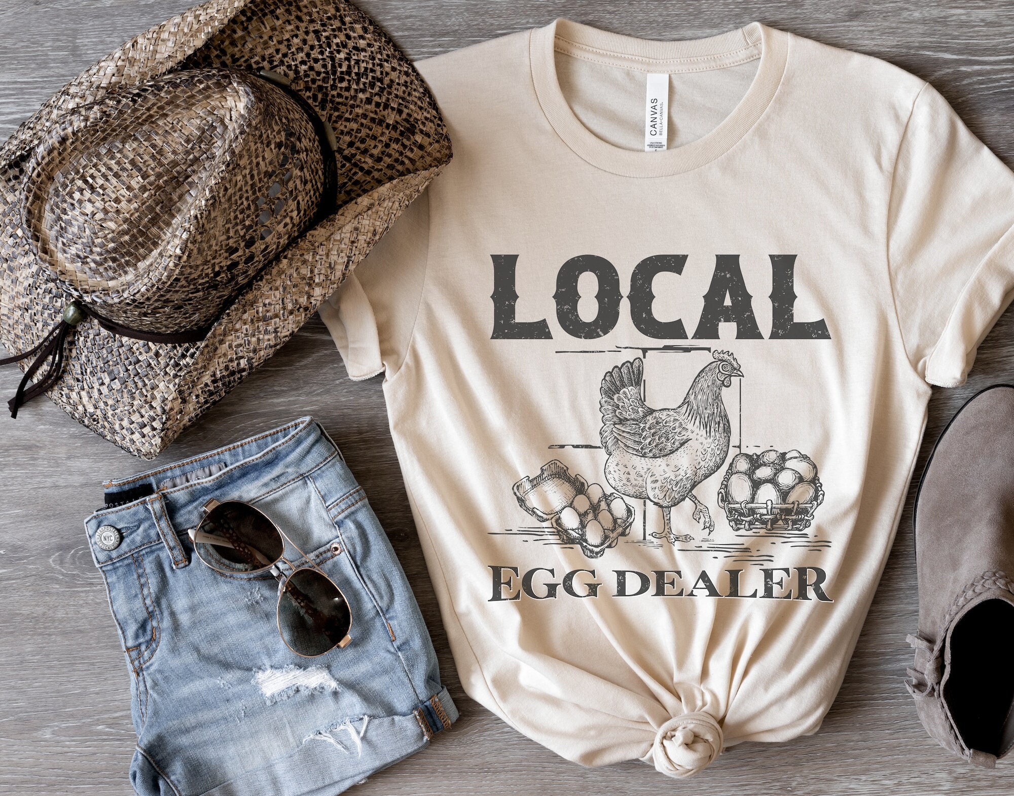 Local Egg Dealer Vintage Vibe Chicken Graphic Tee