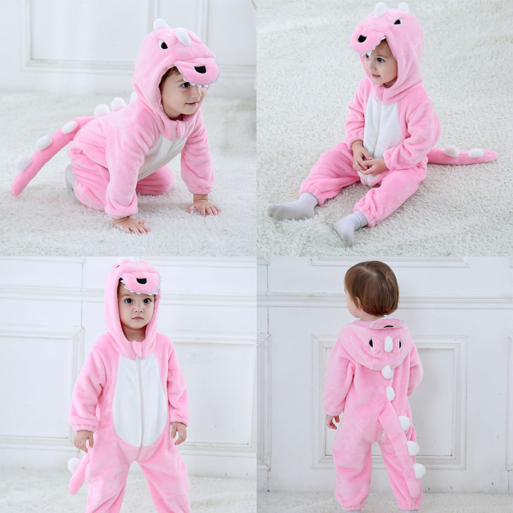 Baby Dinosaur Cosplay Costumes Kigurumi Green Cartoon Animal Costume Infant Toddler Child Bodysuit Jumpsuit Onesie Flannel Warm alx