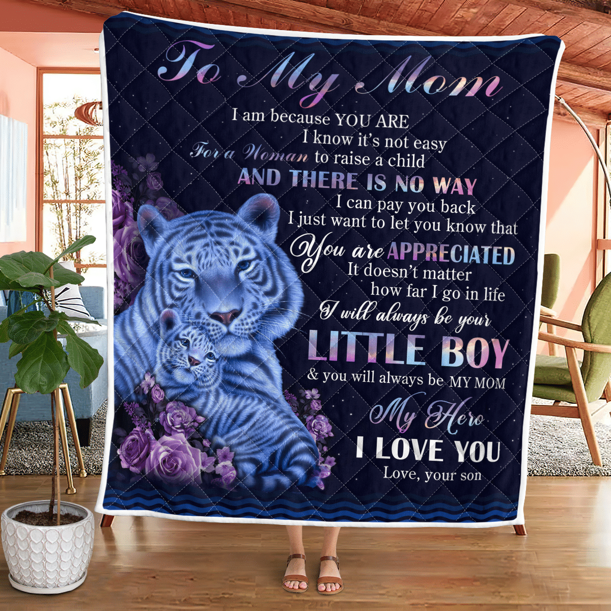 To My Mom, Tiger Quilt Wq080322187