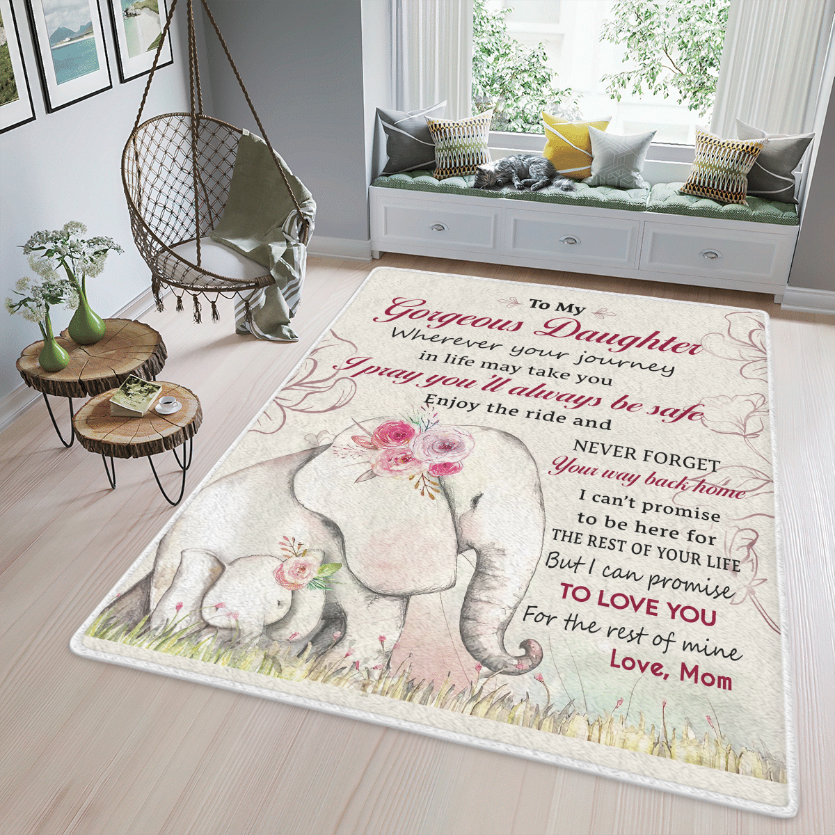 Wooni To My Gorgeous Daughter – Elephant Area Rug, Rectangle Rug Wn070322138