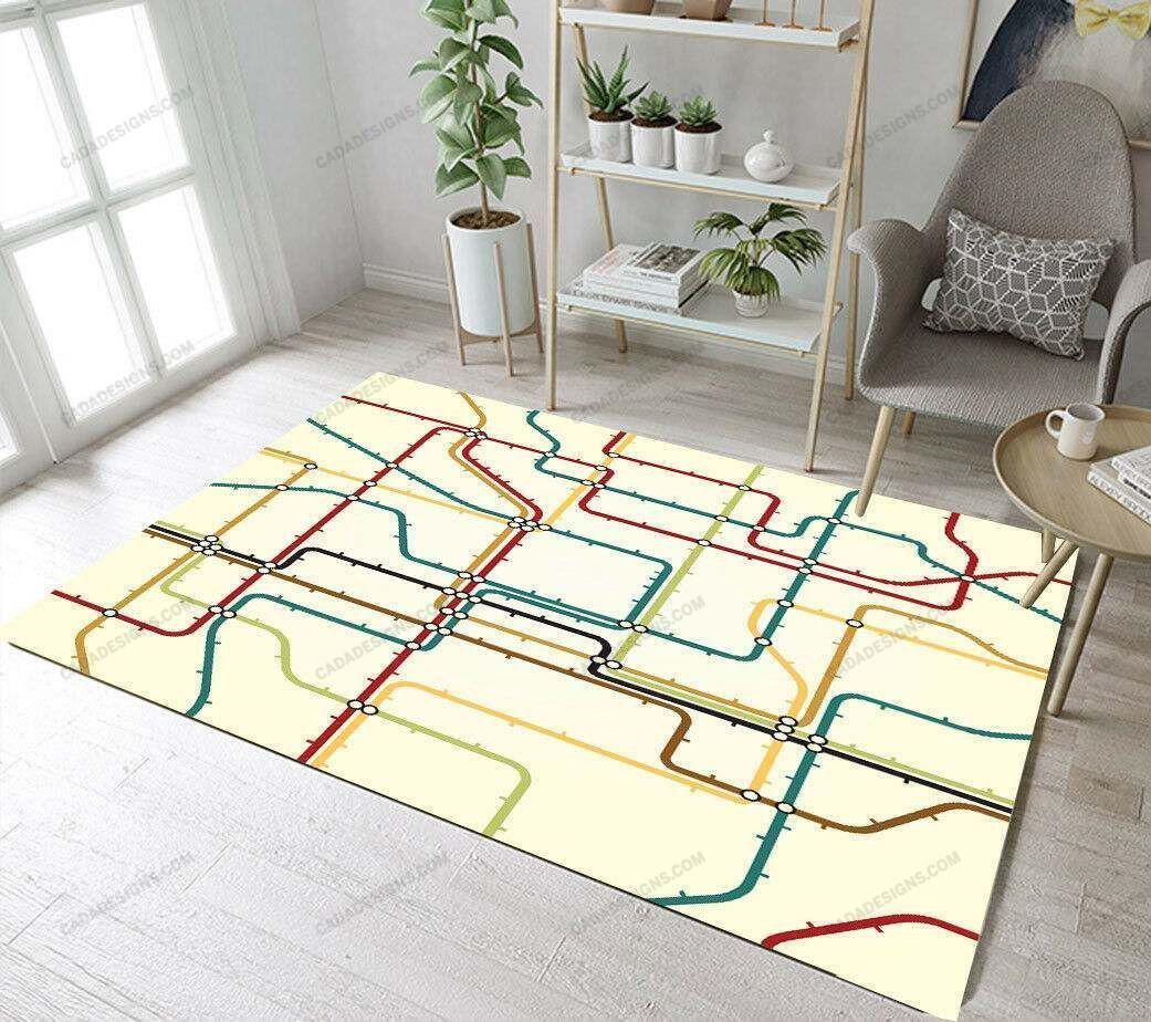 Colorful Subway Map Rug