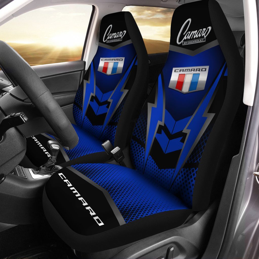 Chevrolet Camaro Tin -Hl Car Seat Cover (Set Of 2) Ver1 (Blue)