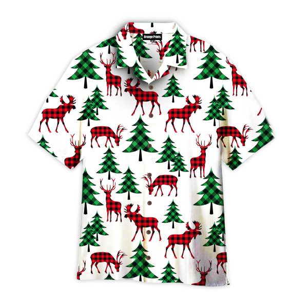 Merry Holly Xmas Buffalo Striped Woodland Pattern Hawaii Shirt For Men Women Ha108947