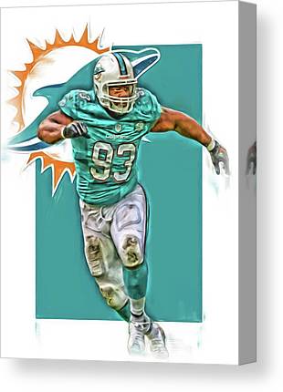 Ndamukong Suh Miami Dolphins Oil Art Joe Hamilton Canvas Print