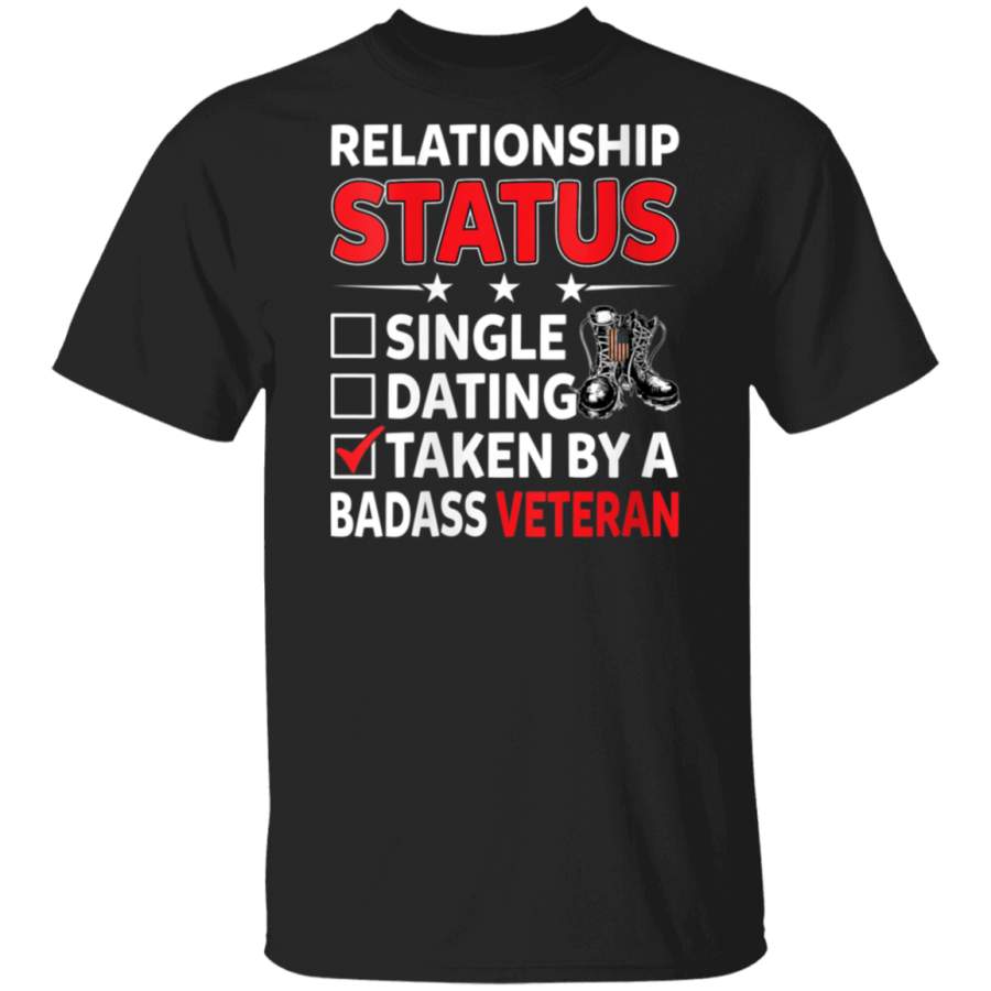 Womens Relationship Status Taken By A Badass Veteran Funny Wife  T-Shirt