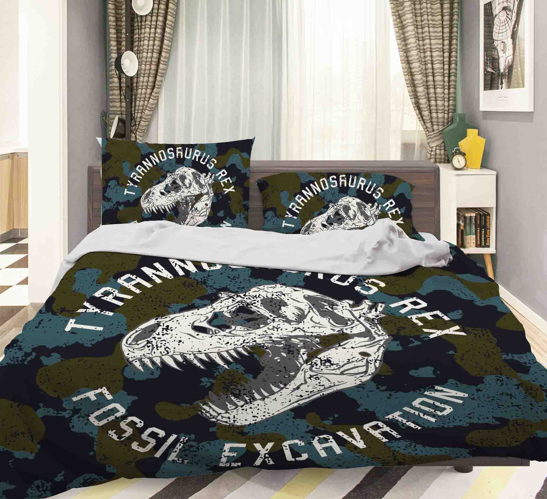 3D Dinosaur Skull Pattern Quilt Cover Set Bedding Set Pillowcases  44