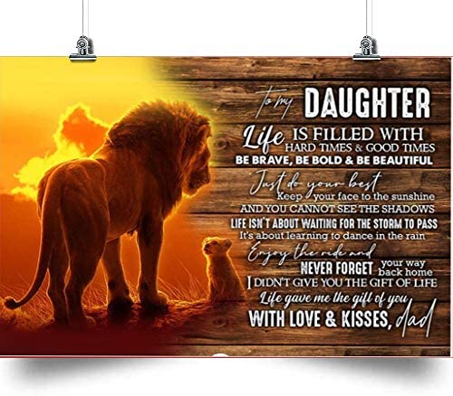 Lion Horizontal Poster-to My Daughter-Just do Your Best-dad to Daughter-Home Decoration Poster, Wall Poster, Home and Room Decoration, Gifts for Daughter, Souvenirs.