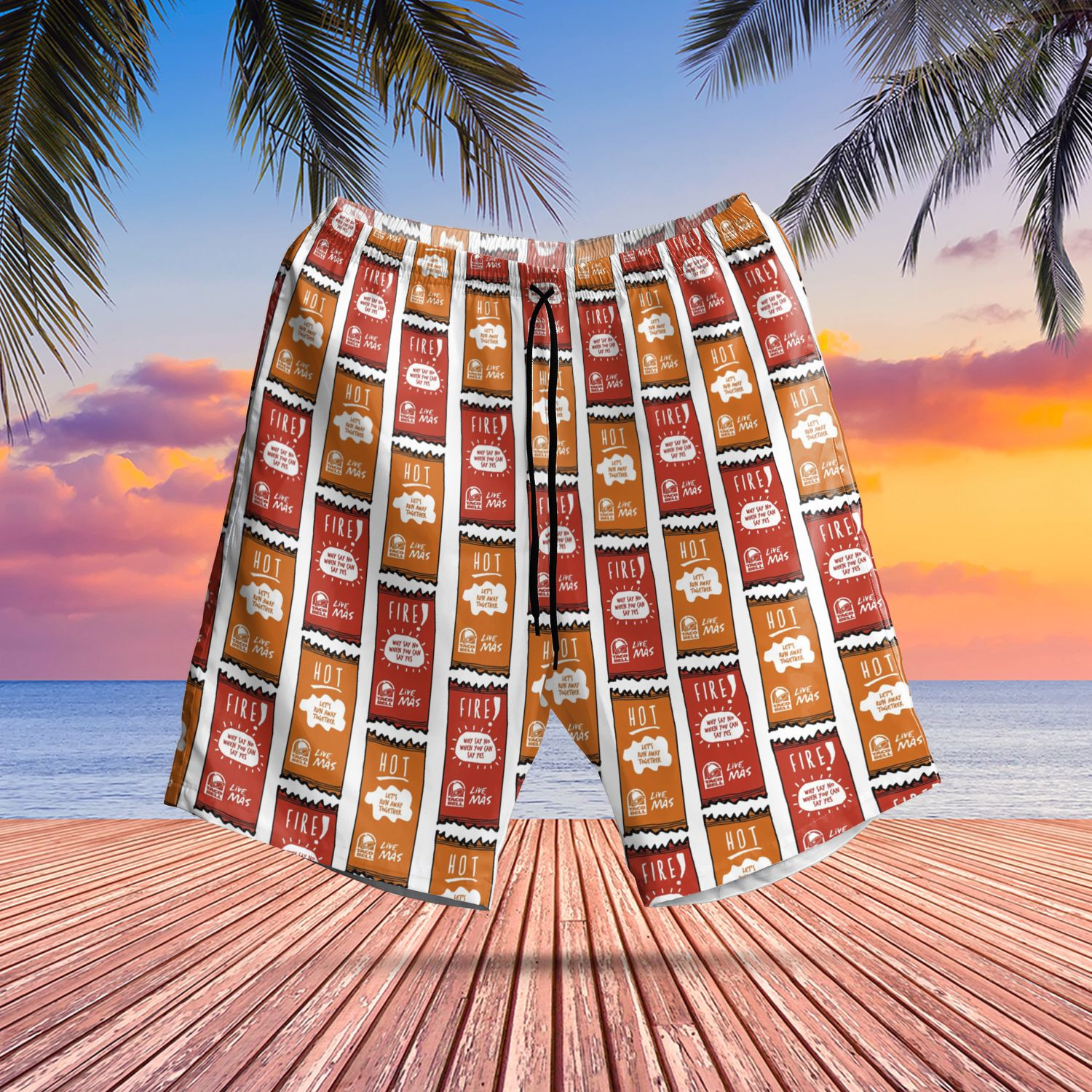 Taco Bell Swim Trunks Hawaii Shorts Mens Swimsuit Beach Gifts Ha98185