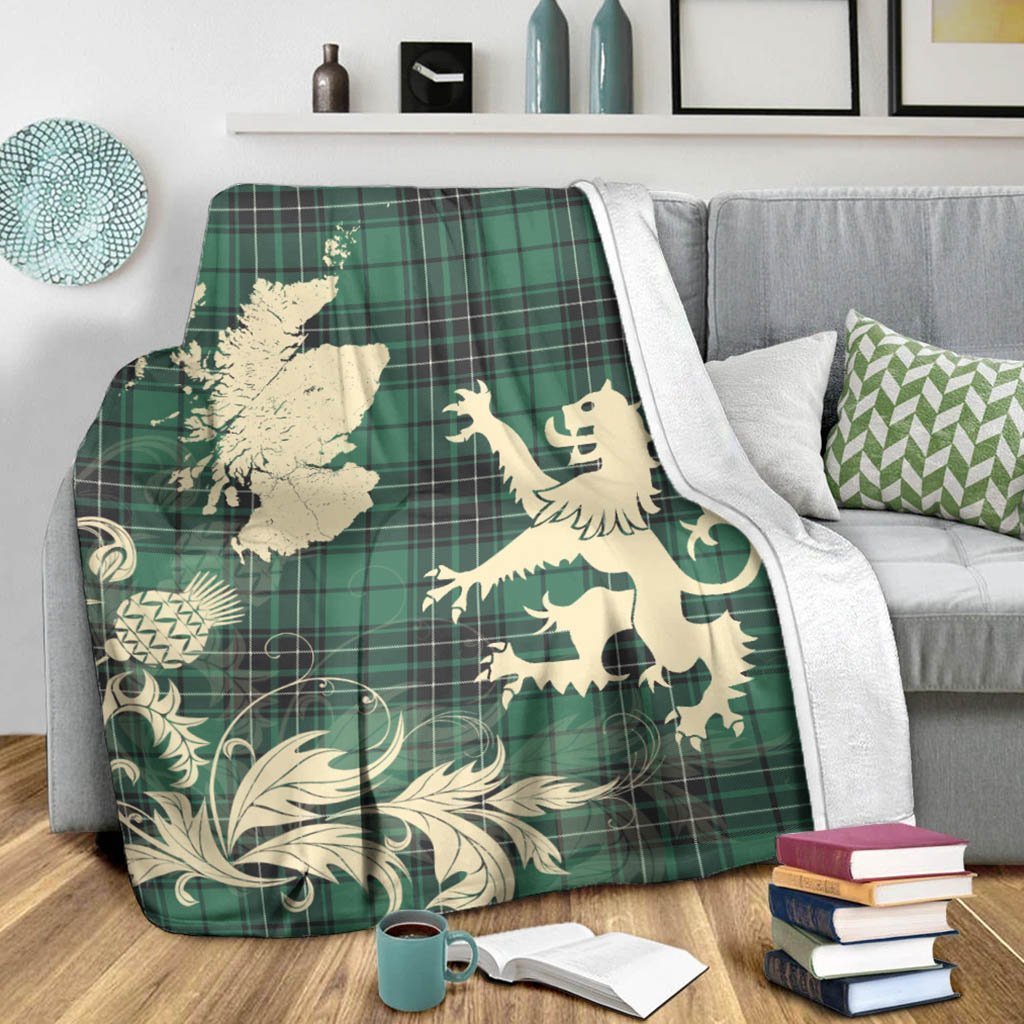 Tartan Blanket Maclean Hunting Ancient Tartan Scotland Lion Thistle Map Plaid Blanket