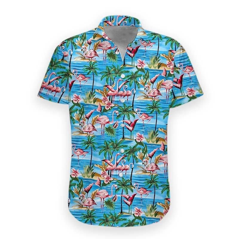 Flamingo Coconut Tree Hawaii All Over Print Shirt Ha95986