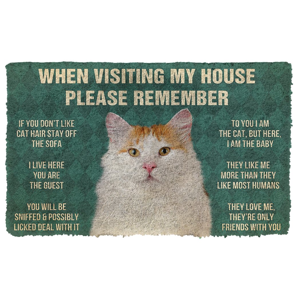 Gearhumans  Gearhuman 3D Please Remember Turkish Van Cat House Rules Custom Doormat