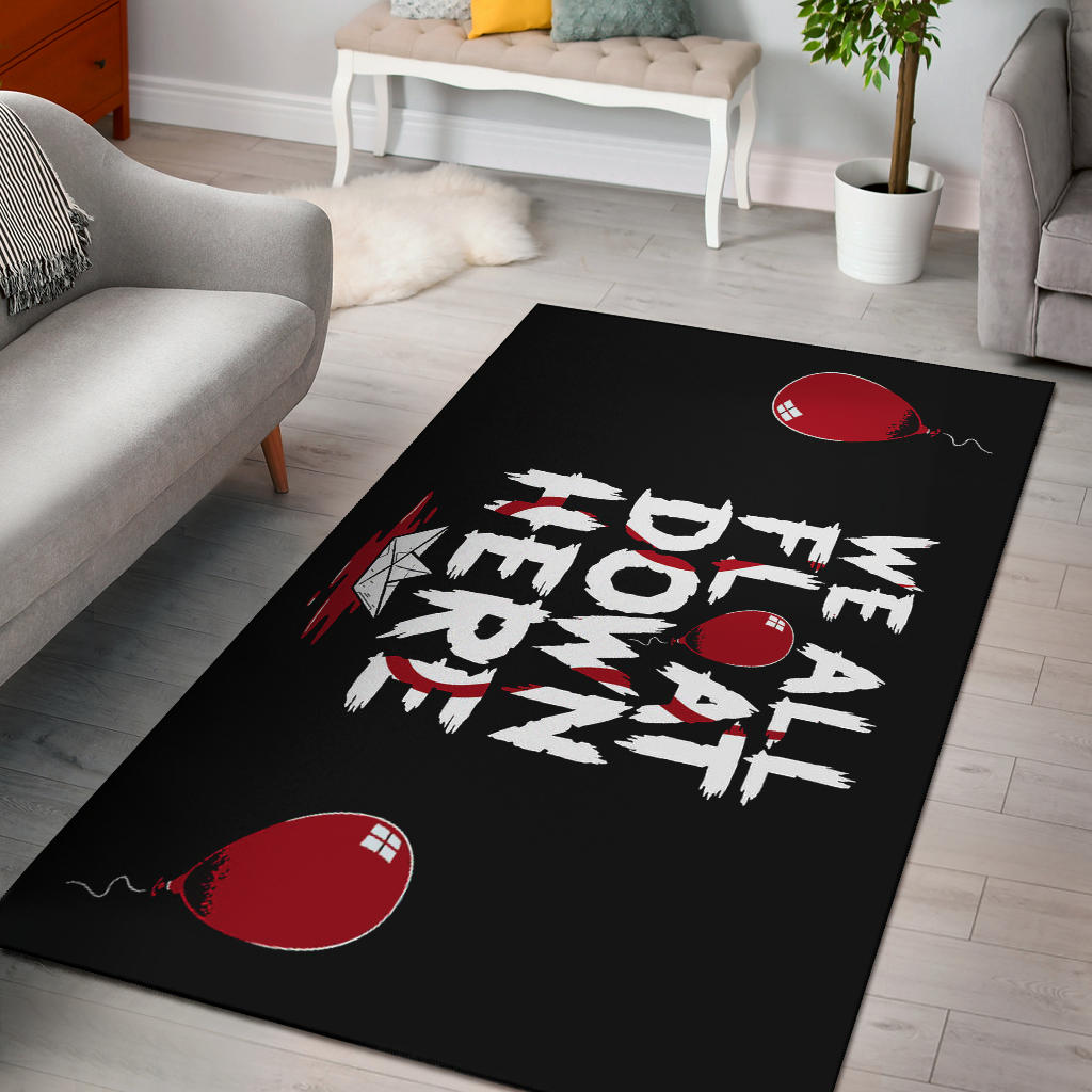 Halloween Area Rug | We All Float Down Here It Red Balloon Rugs Home Decor