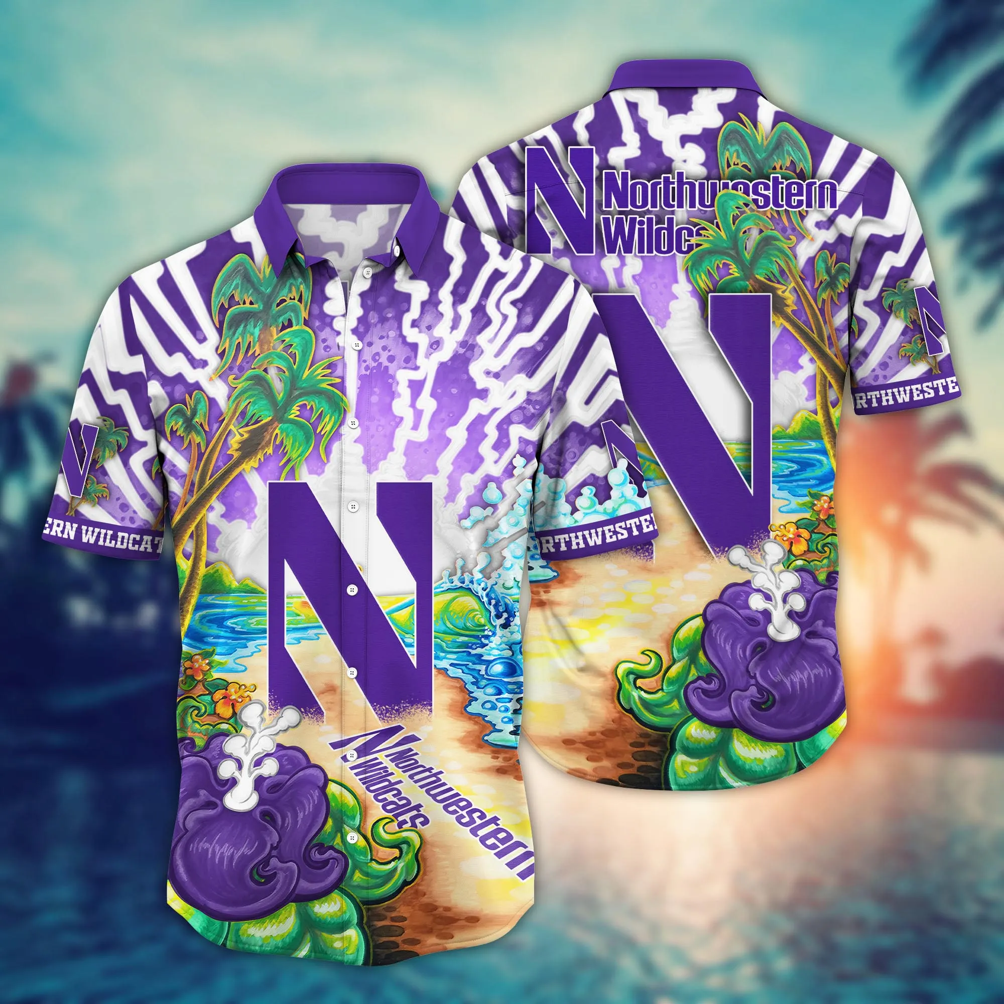 Northwestern Wildcats NCCA Hawaiian Shirt Hammockstime Aloha Shirt