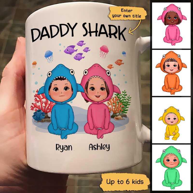 Daddy Shark Doll Kids Father‘S Day Gift Personalized Mug