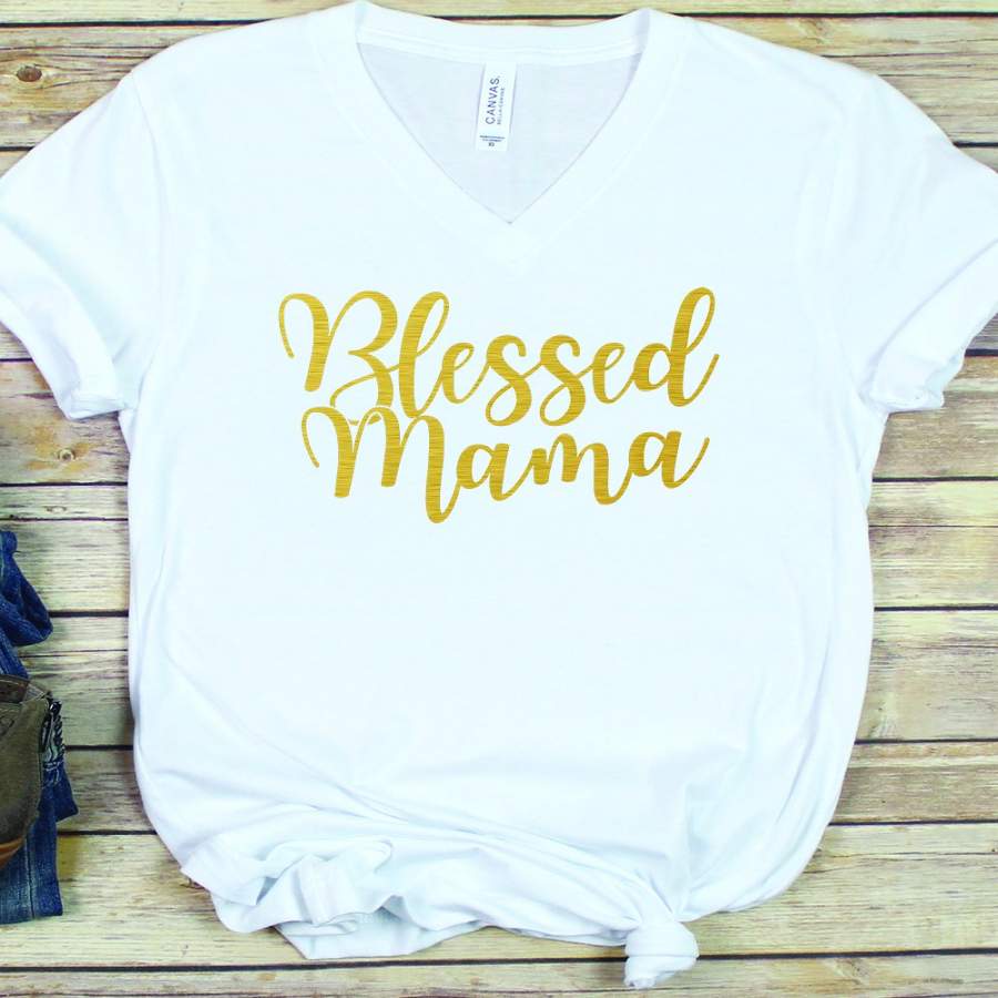 Blessed Mama (Gold Foil) Relax Fit V-Neck