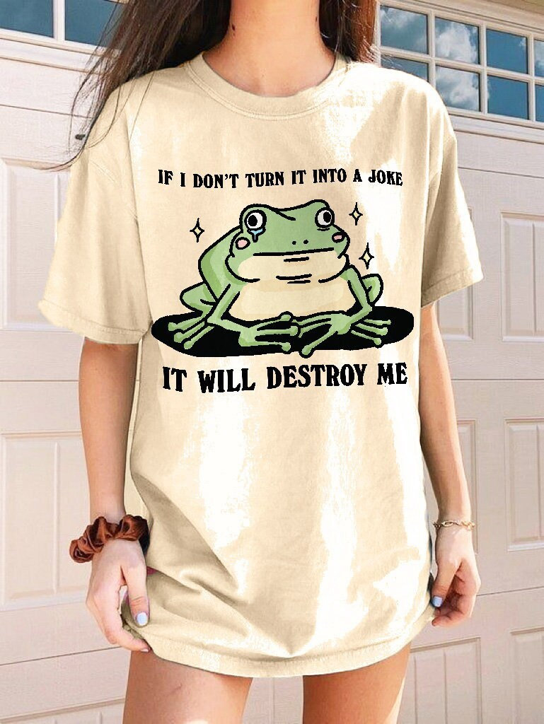 Crying Frog Tshirt, It will destroy me Shirt, Funny Slogan Froggy Tee, Novelty Tshirt, Self Deprecating Humor, Retro Graphic Tshirt, UNISEX