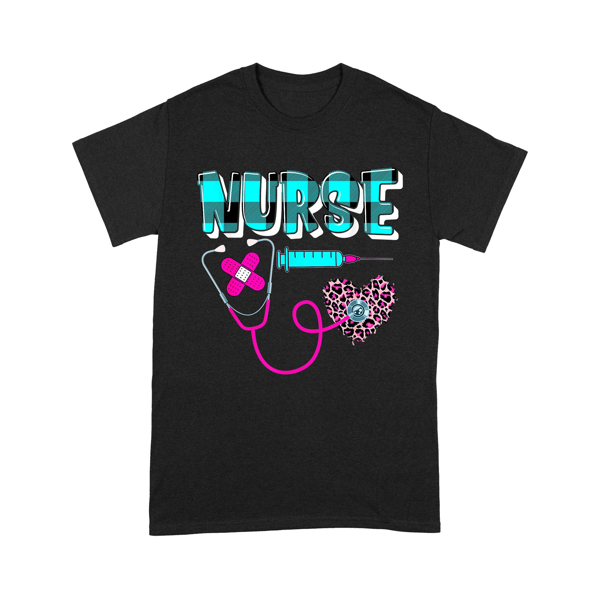 Plaid Nurse Rn Lpn Cna Healthcare Leopard Heart Pink Love – Standard T-Shirt